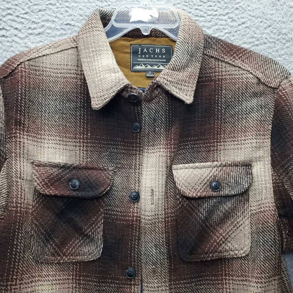 Jachs Chunky Flannel Shacket Mens Medium Multi Plaid Long Sleeve Vented Collared